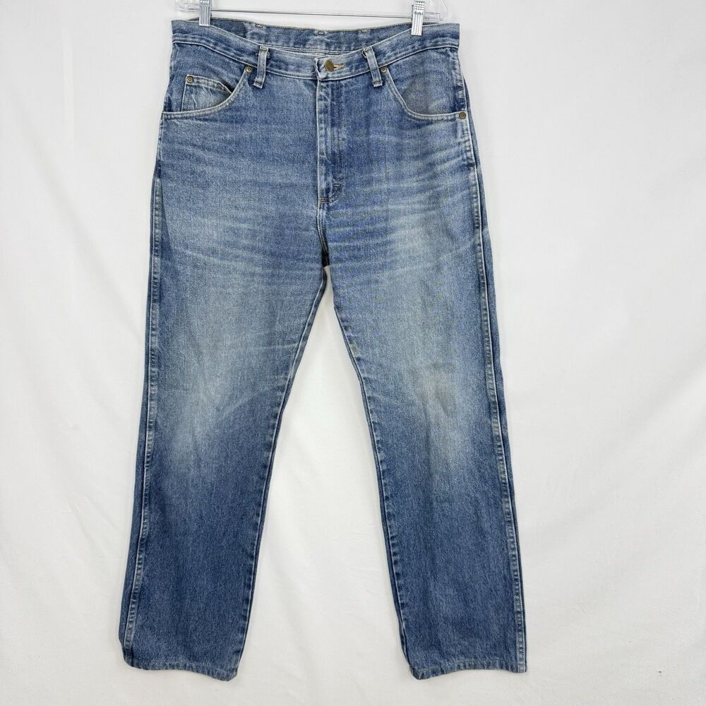 Wrangler Premium Quality Jeans Men 36x34 Blue Denim Straight Leg Cotton Regular